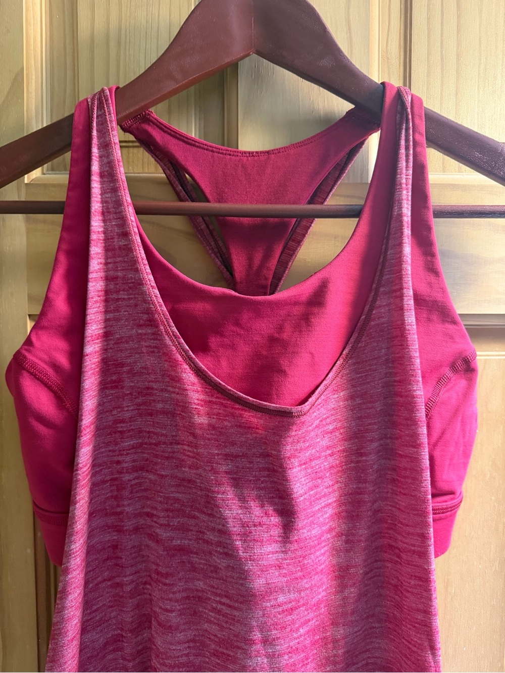 Lululemon Pink Heathered Racerback Tank with Built-In Sports Bra